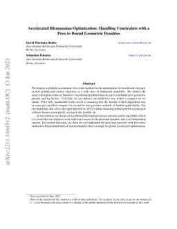 Accelerated Riemannian Optimization: Handling Constraints with a Prox to
  Bound Geometric Penalties