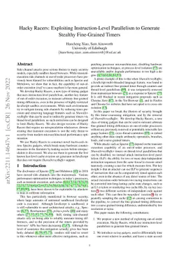 Hacky Racers: Exploiting Instruction-Level Parallelism to Generate
  Stealthy Fine-Grained Timers