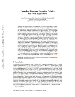 Learning Bimanual Scooping Policies for Food Acquisition