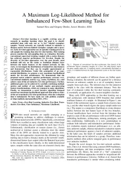 A Maximum Log-Likelihood Method for Imbalanced Few-Shot Learning Tasks