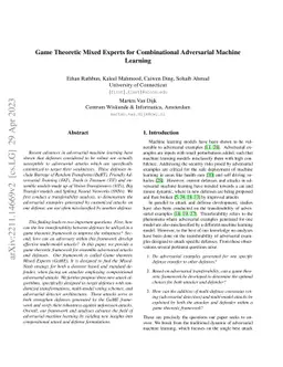 Game Theoretic Mixed Experts for Combinational Adversarial Machine
  Learning