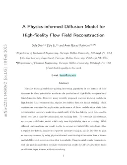 A Physics-informed Diffusion Model for High-fidelity Flow Field
  Reconstruction
