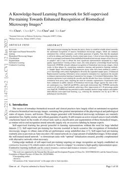 A Knowledge-based Learning Framework for Self-supervised Pre-training
  Towards Enhanced Recognition of Biomedical Microscopy Images