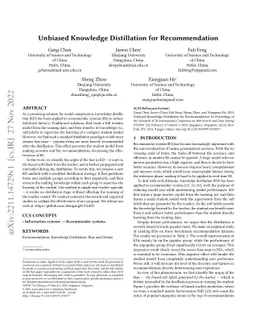 Unbiased Knowledge Distillation for Recommendation