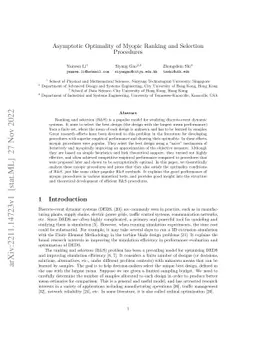 Asymptotic Optimality of Myopic Ranking and Selection Procedures