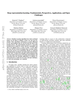 Deep representation learning: Fundamentals, Perspectives, Applications,
  and Open Challenges