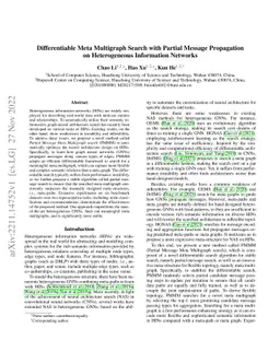 Differentiable Meta Multigraph Search with Partial Message Propagation
  on Heterogeneous Information Networks