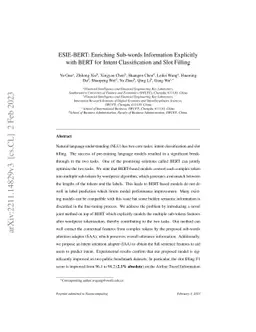 ESIE-BERT: Enriching Sub-words Information Explicitly with BERT for
  Joint Intent Classification and SlotFilling