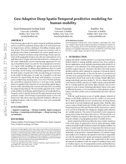 Geo-Adaptive Deep Spatio-Temporal predictive modeling for human mobility