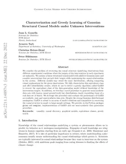 Characterization and Greedy Learning of Gaussian Structural Causal Models under Unknown Interventions