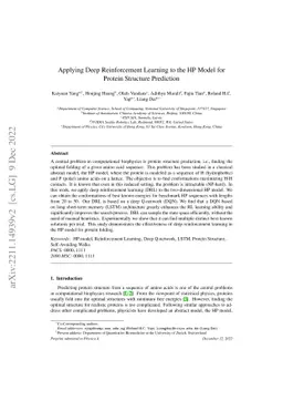 Applying Deep Reinforcement Learning to the HP Model for Protein
  Structure Prediction