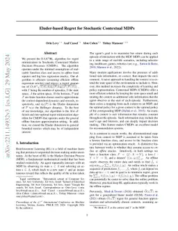 Eluder-based Regret for Stochastic Contextual MDPs