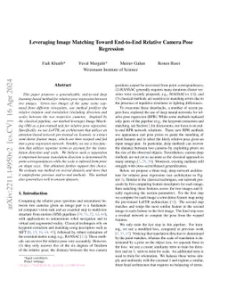Leveraging Image Matching Toward End-to-End Relative Camera Pose
  Regression