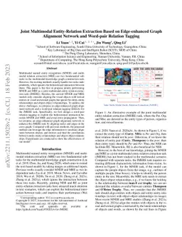 Joint Multimodal Entity-Relation Extraction Based on Edge-enhanced Graph
  Alignment Network and Word-pair Relation Tagging