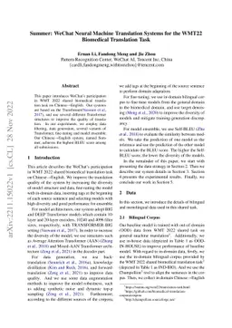 Summer: WeChat Neural Machine Translation Systems for the WMT22
  Biomedical Translation Task