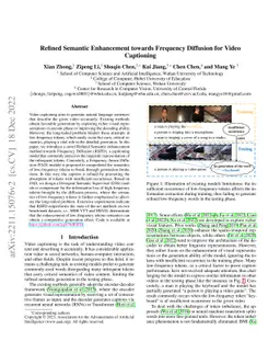 Refined Semantic Enhancement towards Frequency Diffusion for Video
  Captioning