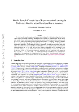 On the Sample Complexity of Representation Learning in Multi-task
  Bandits with Global and Local structure