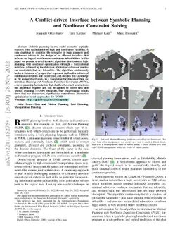 A Conflict-driven Interface between Symbolic Planning and Nonlinear
  Constraint Solving