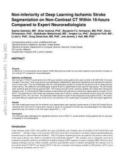 Non-inferiority of Deep Learning Acute Ischemic Stroke Segmentation on
  Non-Contrast CT Compared to Expert Neuroradiologists