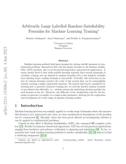 Arbitrarily Large Labelled Random Satisfiability Formulas for Machine
  Learning Training