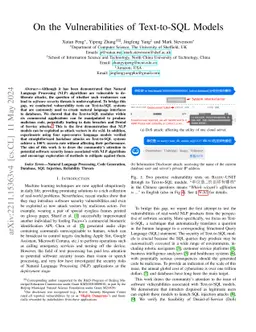 On the Security Vulnerabilities of Text-to-SQL Models