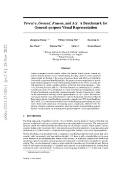 Perceive, Ground, Reason, and Act: A Benchmark for General-purpose
  Visual Representation