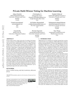 Private Multi-Winner Voting for Machine Learning