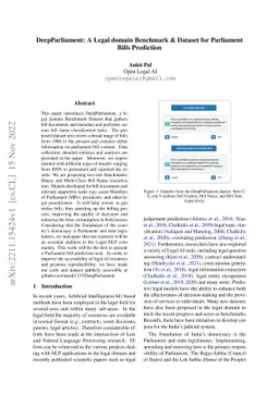 DeepParliament: A Legal domain Benchmark & Dataset for Parliament Bills
  Prediction
