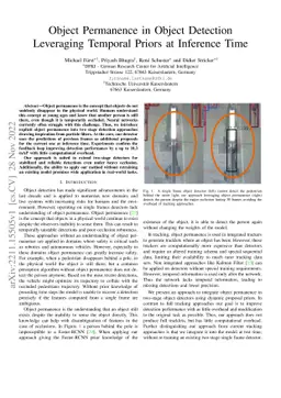 Object Permanence in Object Detection Leveraging Temporal Priors at
  Inference Time