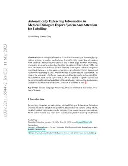 Automatically Extracting Information in Medical Dialogue: Expert System
  And Attention for Labelling
