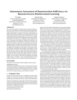 Autonomous Assessment of Demonstration Sufficiency via Bayesian Inverse
  Reinforcement Learning