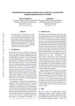 Automatically generating question-answer pairs for assessing basic
  reading comprehension in Swedish