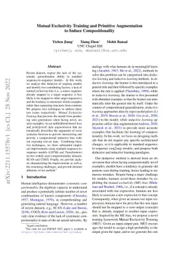 Mutual Exclusivity Training and Primitive Augmentation to Induce
  Compositionality