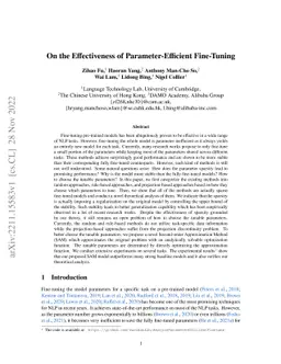 On the Effectiveness of Parameter-Efficient Fine-Tuning