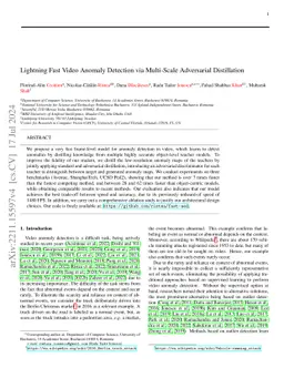 Lightning Fast Video Anomaly Detection via Adversarial Knowledge
  Distillation