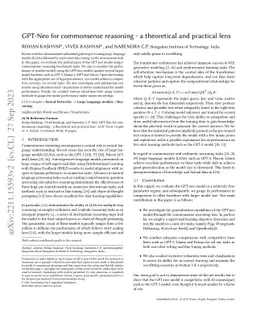 GPT-Neo for commonsense reasoning -- a theoretical and practical lens