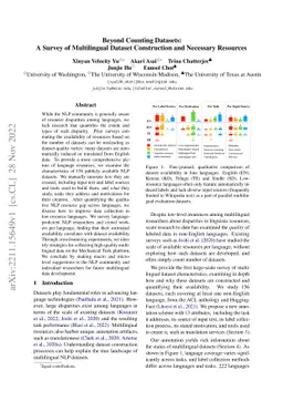 Beyond Counting Datasets: A Survey of Multilingual Dataset Construction
  and Necessary Resources