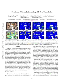 OpenScene: 3D Scene Understanding with Open Vocabularies