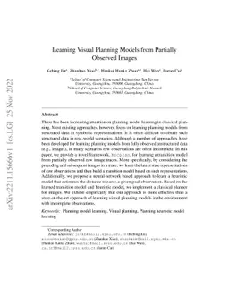 Learning Visual Planning Models from Partially Observed Images