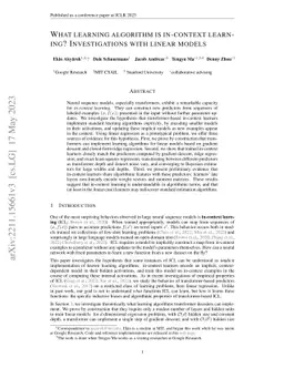 What learning algorithm is in-context learning? Investigations with
  linear models