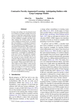 Contrastive Novelty-Augmented Learning: Anticipating Outliers with Large
  Language Models