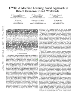 CWD: A Machine Learning based Approach to Detect Unknown Cloud Workloads