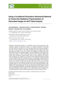 Using a Conditional Generative Adversarial Network to Control the
  Statistical Characteristics of Generated Images for IACT Data Analysis
