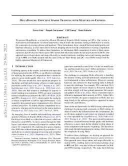 MegaBlocks: Efficient Sparse Training with Mixture-of-Experts