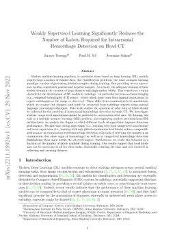 Weakly Supervised Learning Significantly Reduces the Number of Labels
  Required for Intracranial Hemorrhage Detection on Head CT