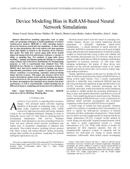 Device Modeling Bias in ReRAM-based Neural Network Simulations