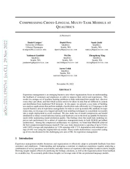 Compressing Cross-Lingual Multi-Task Models at Qualtrics