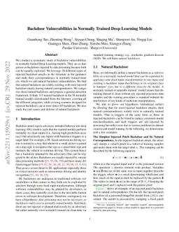 Backdoor Vulnerabilities in Normally Trained Deep Learning Models
