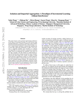 Isolation and Impartial Aggregation: A Paradigm of Incremental Learning
  without Interference