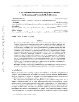 Lie Group Forced Variational Integrator Networks for Learning and
  Control of Robot Systems